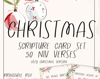 Cartes bibliques de Noël douillettes Cartes d'encouragement imprimables de versets bibliques de Noël confortables | Cartes chrétiennes de réflexion de vacances | Ecriture PDF 4 x 3 po.