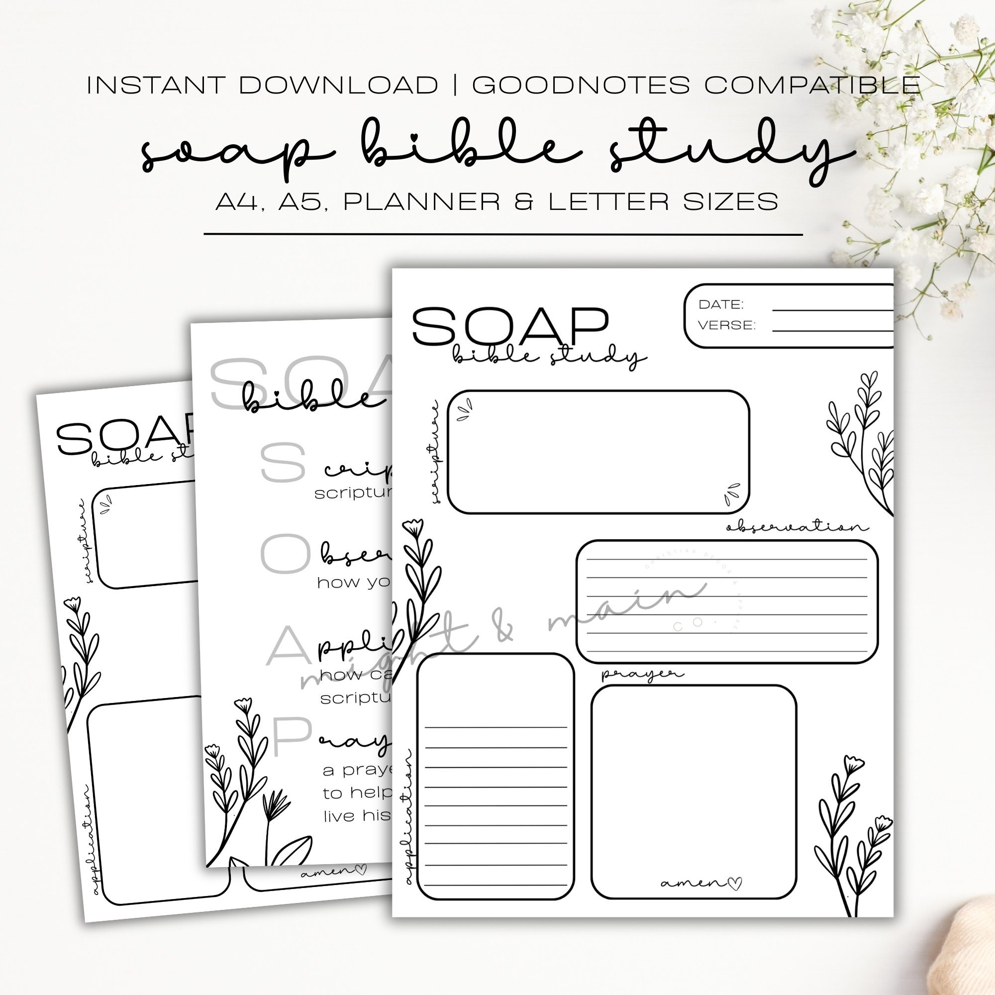 SOAP Bible Study Journal | Printable Christian Scripture Worksheet (PDF ...