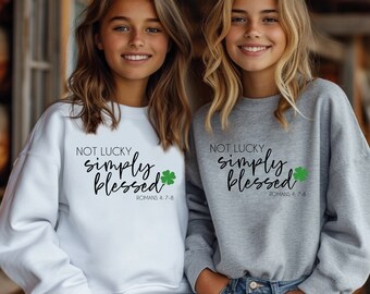 Simply Blessed Romans 4:7-8 PNG SVG, Shamrock Christian Shirt Design (Digital Download)
