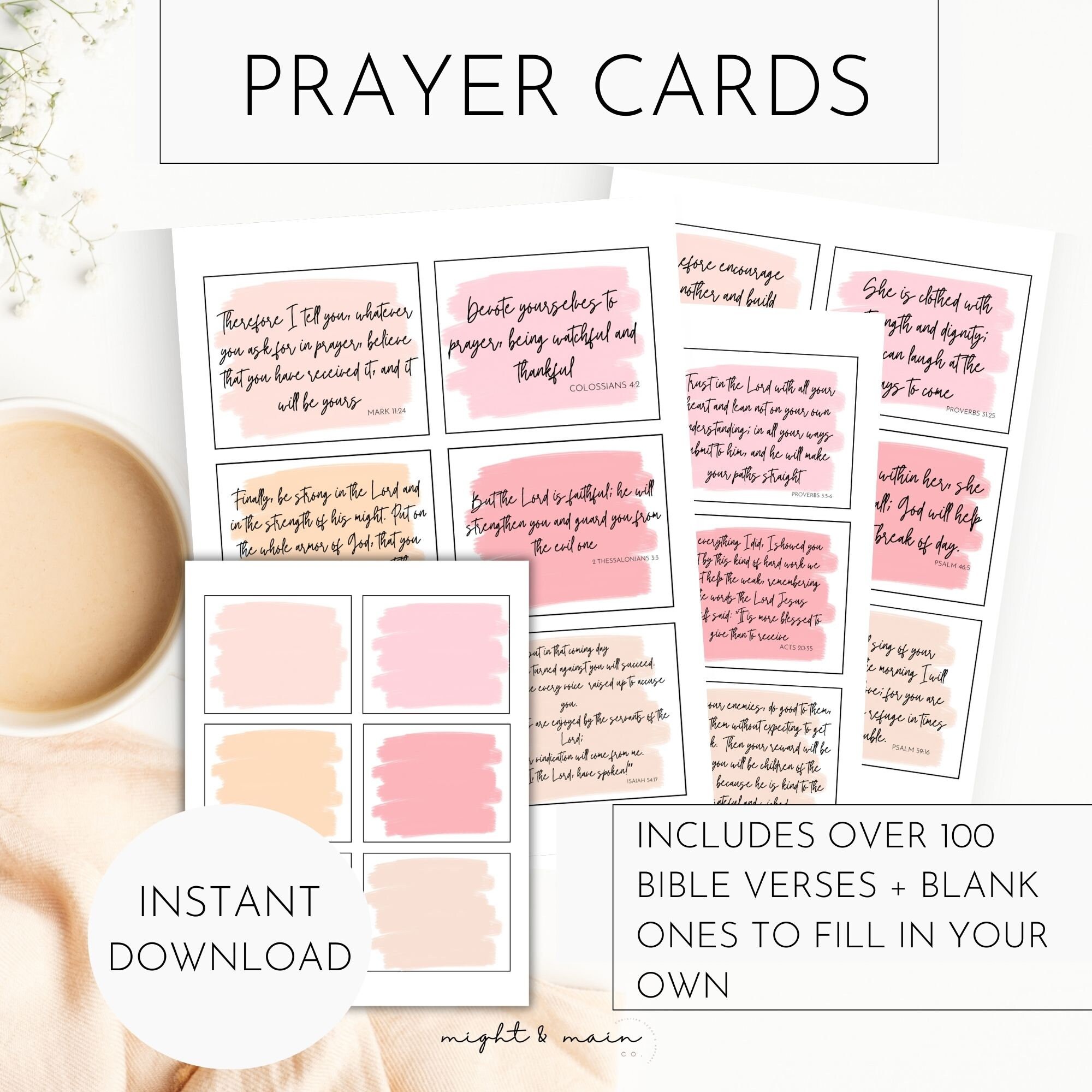 Inspirational Bible Verse Cards | Printable Scripture, Pink (digital ...