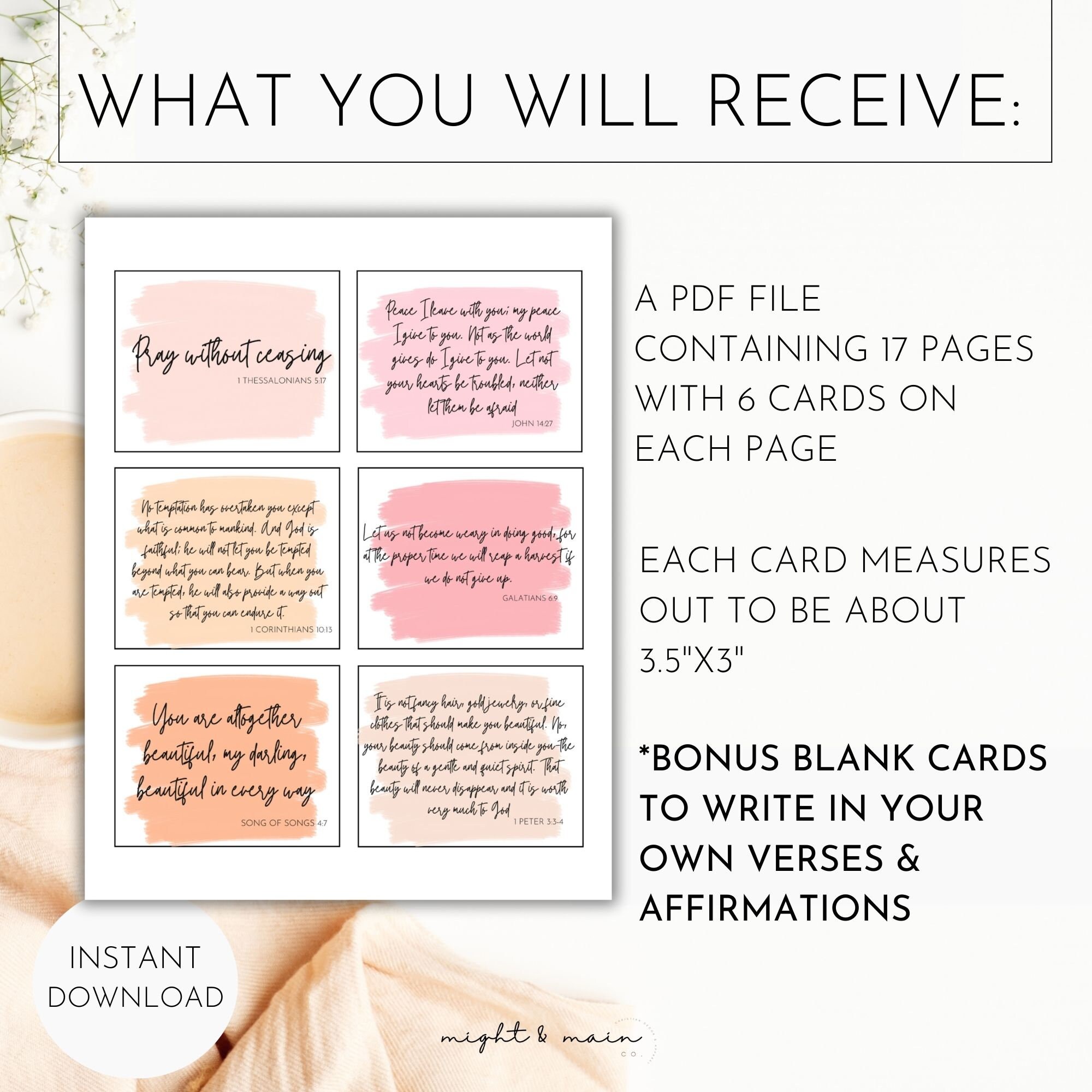 Inspirational Bible Verse Cards | Printable Scripture, Pink (digital ...