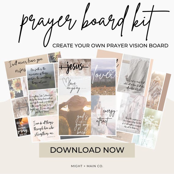 Prayer Vision Board Kit | Boho Christian Collage (PDF Download)