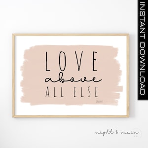 Amor por encima de todo, 1 Pedro 4:8, impresión de arte de pared de las Escrituras, arte de pared cristiano, decoración cristiana, impresión de versículos bíblicos, arte bíblico, arte cristiano