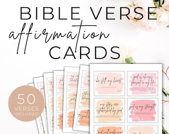 Cartes d'affirmation de versets bibliques à l'aquarelle | Cartes bibliques imprimables (PDF)
