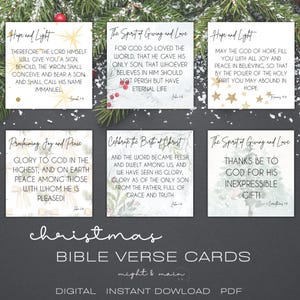 Conjunto de 13 cartões de versículos bíblicos de Natal - PDF de 4 x 4 polegadas | Download instantâneo | Decoração de feriado cristão