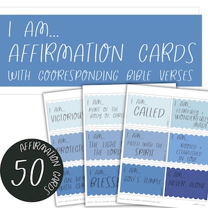 50 Affirmation Cards | Prayer Cards | Bible Verse Cards | Prayer Board Cards | Vision Board | Printable Scripture | Bible study Journal