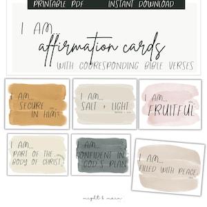 50 Affirmation Cards | Prayer Cards | Bible Verse Cards | Prayer Board Cards | Vision Board | Printable Scripture | Bible study Journal Boho