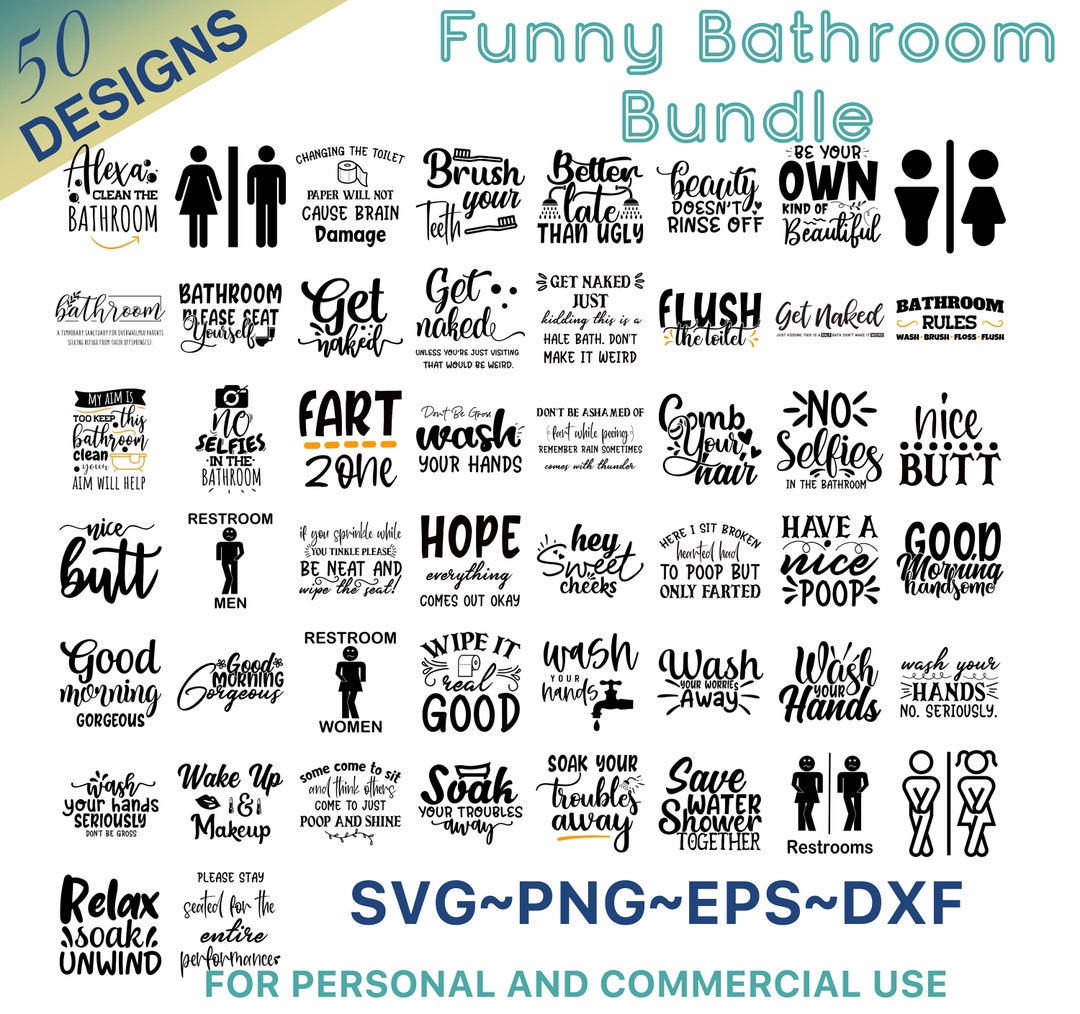 Funny Bathroom SVG Bundle, Bathroom Quote, Restroom Svg, Potty Dance ...