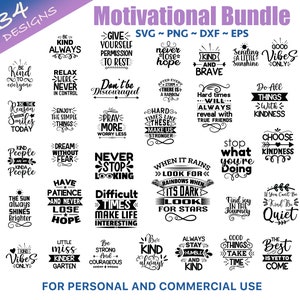 Lot de citations inspirantes SVG, lot de citations motivantes SVG, svg citations de gentillesse, être gentil SVG, svg de bonnes vibrations uniquement, fichiers Svg pour cricut
