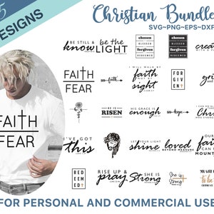 25 christliche Bundle SVG, Schrift Bundle, sofortiger Download, Bibel Vers Bundle, Schnittdateien für Cricut, religiöse SVG, Jesus, Gott, Glaube svg