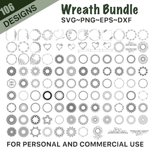 106 Designs Wreath svg bundle, wreath monogram, circle svg bundle, floral frames svg, wedding wreath svg, floral wreath svg, svg frame