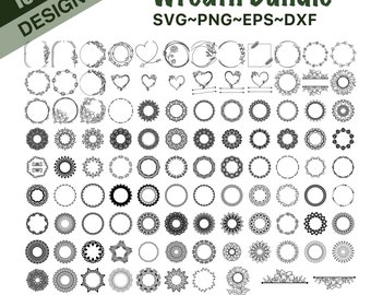 106 Designs Wreath svg bundle, wreath monogram, circle svg bundle, floral frames svg, wedding wreath svg, floral wreath svg, svg frame