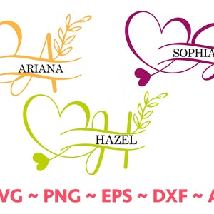 Ausgefallenes Split-Monogramm Alphabet SVG, DXF, PNG, Split-Monogramm Rahmen Alphabet, Schnittdatei für Cricut, Silhouette, 26 individuelle SVG-Png-Schnittdateien