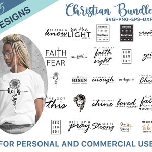 25 christliche Bundle SVG, Schrift Bundle, sofortiger Download, Bibel Vers Bundle, Schnittdateien für Cricut, religiöse SVG, Jesus, Gott, Glaube svg