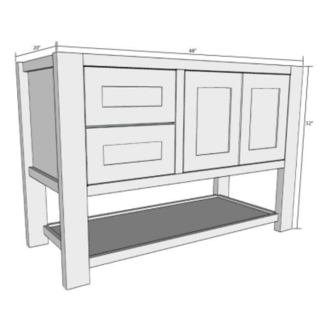 Diy Shelf Bathroom Vanity With Large Drawer Plan Bathroom Etsy