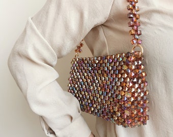 Crystal Galaxy Bead Bag sparkling bag, crystal purse, diamond bag, evening bag, prom handbag, rhinestone bag, shining bag