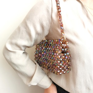 Crystal Galaxy Bead Bag sparkling bag, crystal purse, diamond bag, evening bag, prom handbag, rhinestone bag, shining bag