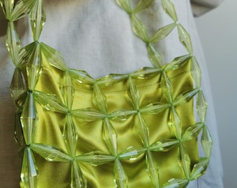 Pistachio Diamond Beaded Satin-Lined Everyday Bag Evening-Event Bag Handbag Shoulder Bag beaded bag bead bag handmade bag handbag