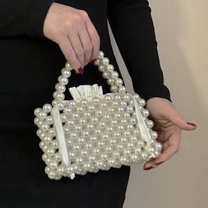 Bolsos de dama de honor, bolso de boda, bolso de mano de perlas hecho a mano, bolso de noche, bolso vintage, bolso de novia, bolsos y carteras, regalo de compromiso