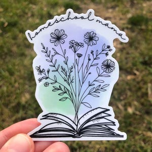 Homeschool Mama Aquarell Blumen Vinyl Aufkleber | Homeschool Mom | Geschenkidee für Mama | Muttertagsgeschenk | Wasserflasche, Laptop, Journal