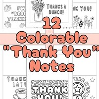 Kids Thank You Notes Printable Kids Thank You Cards Color Your Own ...