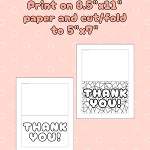 Kids Thank You Notes Printable Kids Thank You Cards Color Your Own Notes Print at Home Cards ...