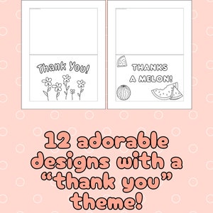 Kids Thank You Notes Printable Kids Thank You Cards Color Your Own Notes Print at Home Cards ...