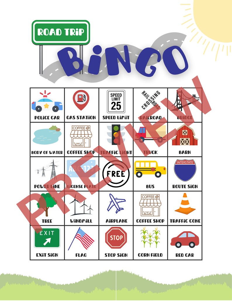 Road Trip Bingo for Kids Printable Bingo Car Bingo Bingo - Etsy