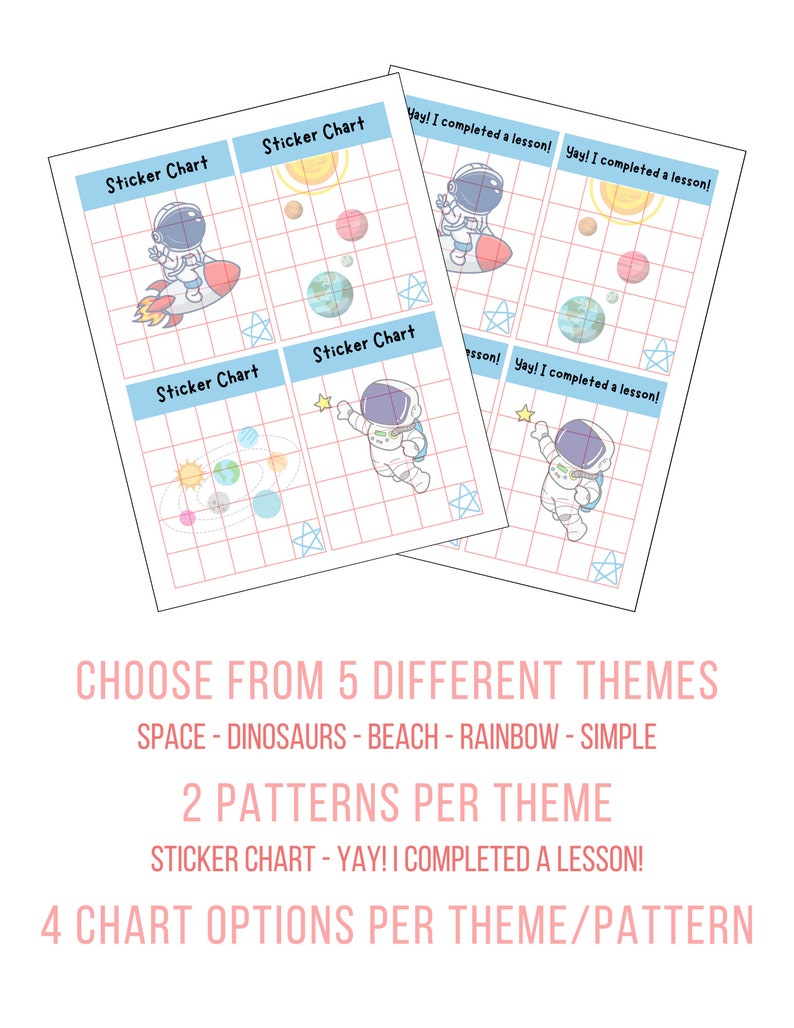 Kids Sticker Chart, Reward, Lesson Completion Chart for Homeschool ...
