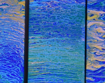 Peinture originale, « Ripples », triptyque