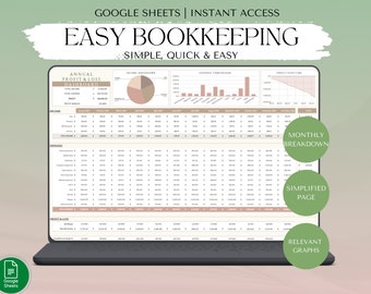 Easy Bookkeeping for Businesses Template, Income and Expense Tracker Google Sheets spreadsheet Business Accounting Bookkeeping for Beginners
