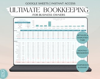 Business bookkeeping, Small business accounting, Monthly Bookkeeping template, Accounting Profit & Loss, Side Hustle Bookkeeping Template