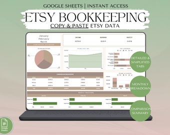 Etsy Seller Bookkeeping Template Small Business Tracker Etsy Accounting Google Sheets Monthly Bookkeeping Annual Spreadsheet Expense Budget