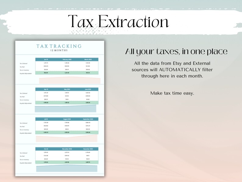 Etsy Business Bookkeeping spreadsheet template track income and expenses inventory management stock tracker monthly budgeting entrepreneur bookkeeping business tax management Etsy tax tracker record income and sales on Etsy Google Sheets Accounting