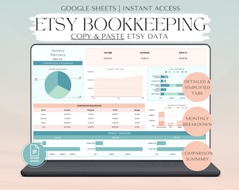 Etsy Bookkeeping Template, Business Spreadsheet Bookkeeping, Etsy Seller Sales Tracker, Google Sheets Business Template