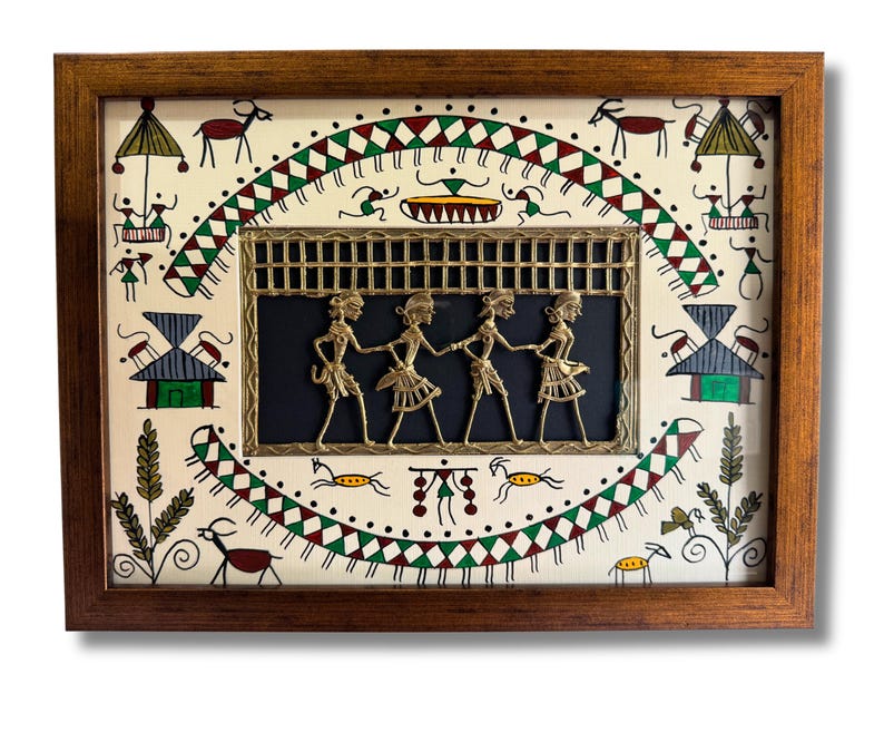 Dhokra fusion art brass wall painting, Ancient wall art, Home decor, Housewarming gift, Dhokra wall art, Traditional wall art Picture 4