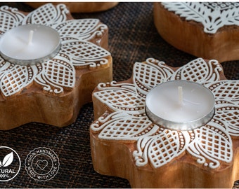 Wooden tea light candle Holders (Set of 2), Handmade candle holders, Home decor, Diyas, Tabletop decoration , Diwali Gift, Thanksgiving Gift