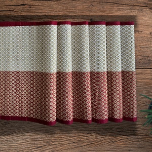 Handwoven Placemats set of 6 with a table runner, rectangular table mats, eco friendly, sustainable, design in 3 colors, housewarming gift