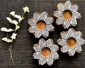 Wooden tea light candle Holders (Set of 4), Handmade candle holders, Home decor, Diyas, Tabletop decoration , Diwali Gift, Thanksgiving Gift