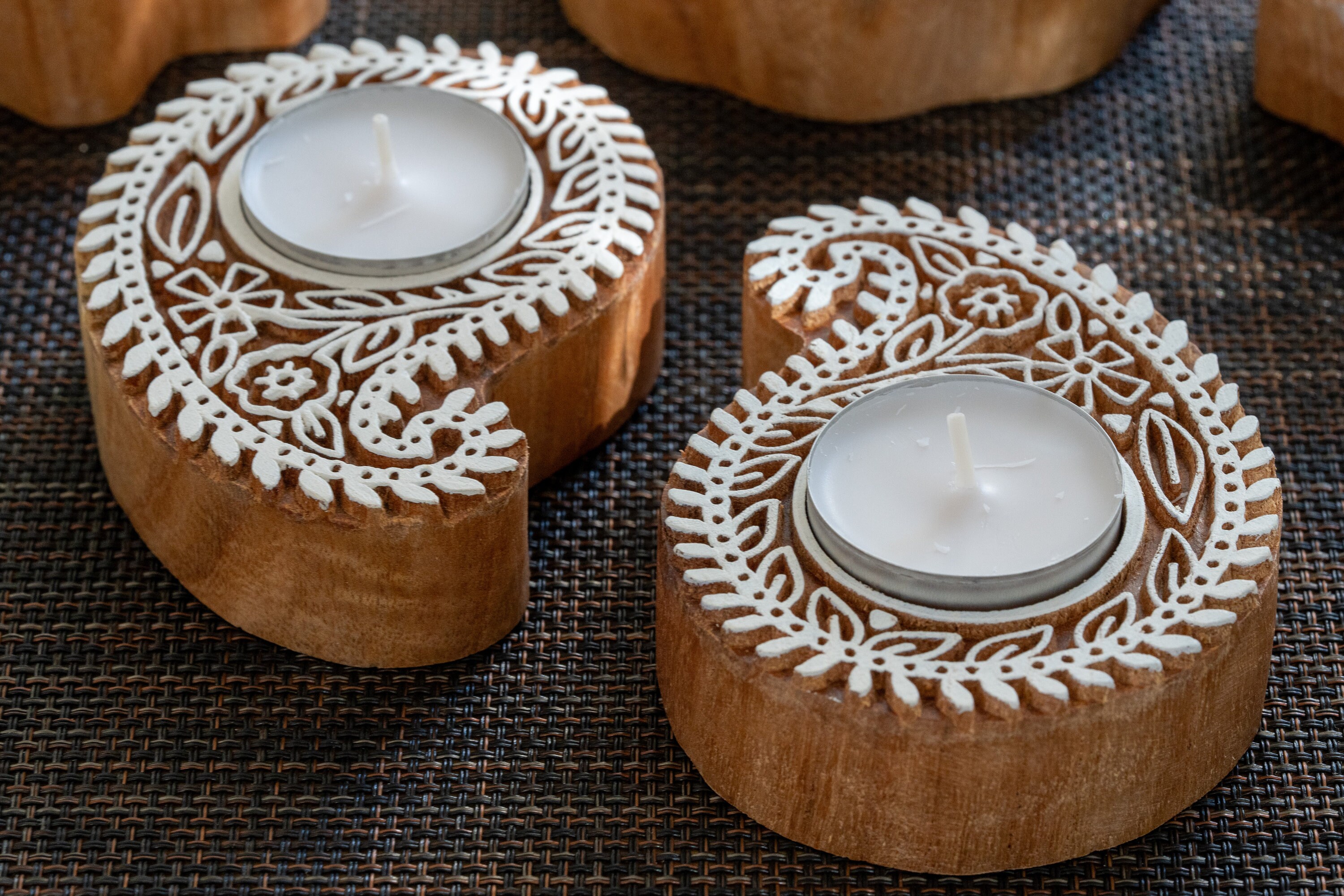 Wooden Tea Light Candle Holders (set of 2), Handmade Candle Holder