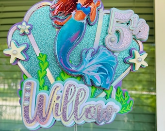 Topper de pastel de sirenita topper de pastel de sirenita 2023 topper de pastel de Ariel fiesta de sirenita