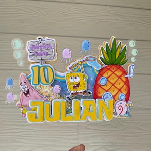 Sponge bob cake topper, sponge cake topper, bob and patrick cake topper