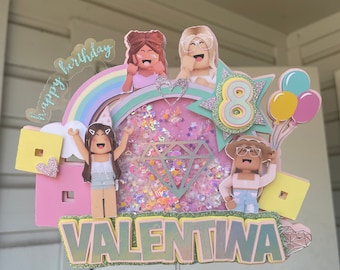 Topper de pastel de Roblox, topper de pastel de niña Roblox, topper de pastel de Roblox femenino, topper de pastel de Roblox femenino,