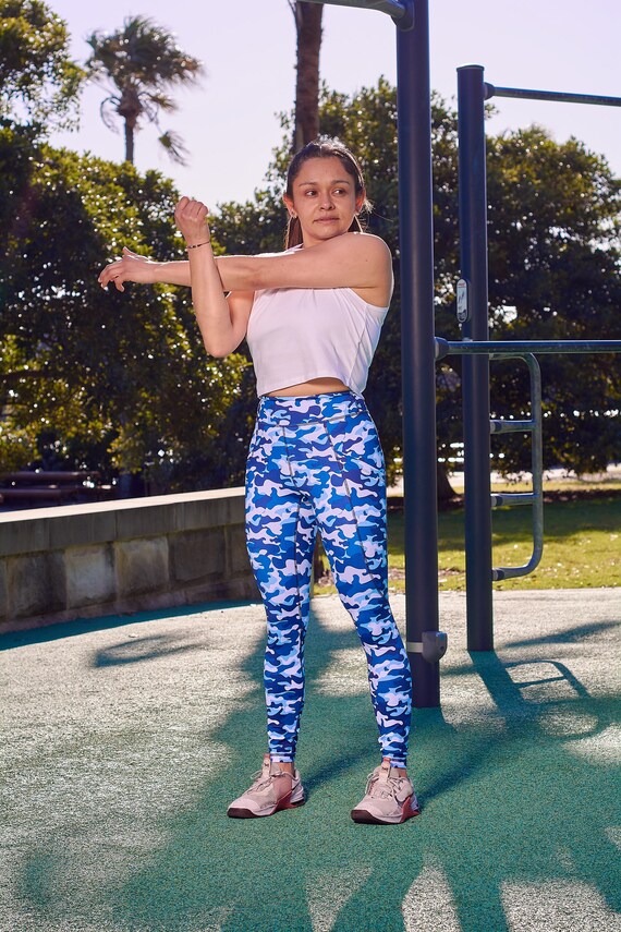 Blue Camo Leggings With pockets