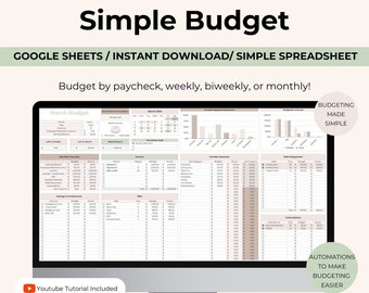 Simple Budget Google Sheets Template: Finance and Expense Tracker