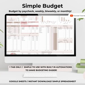 Simple budget spreadsheet on a desktop