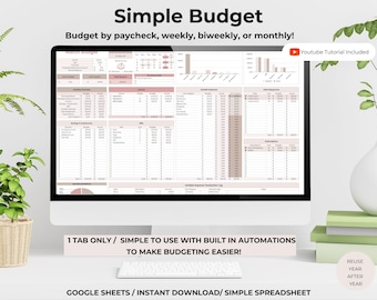 Simple Budget Template: Google Sheets, Weekly/Bi-Weekly or Monthly