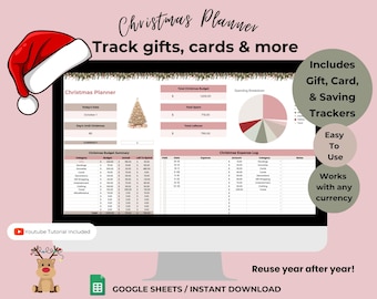 Christmas Planner Google Sheets: Gift, Card, Savings Tracker (Digital Download)