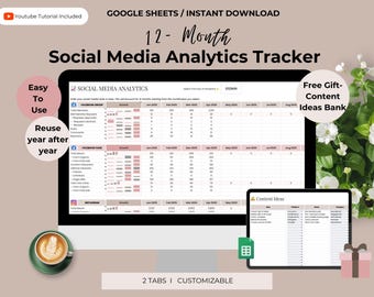 Social Media Analytics Tracker Google Sheets: 12-Month Post & Engagement Audit