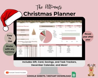 Christmas Planner Google Sheets: Gift Budget, Card & Task Tracker (Digital Download)
